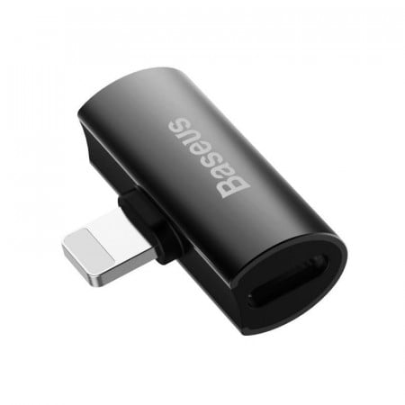 Adaptor Audio Baseus L46 Lightning la 2x Lightning (negru)