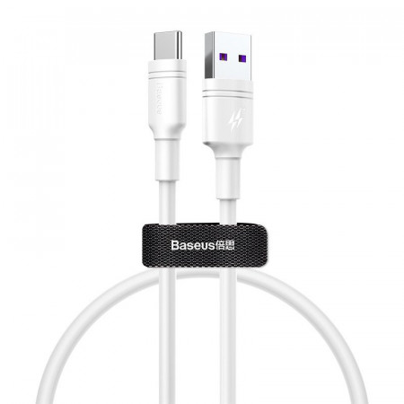 Cablu USB-C Baseus Double Ring pt Huawei SuperCharge 5A 0,5m - alb