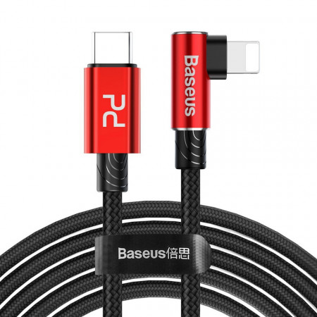 Cablu 90 grade USB-C - Lightning PD Baseus MVP Elbow, 18W, 2m (rosu)