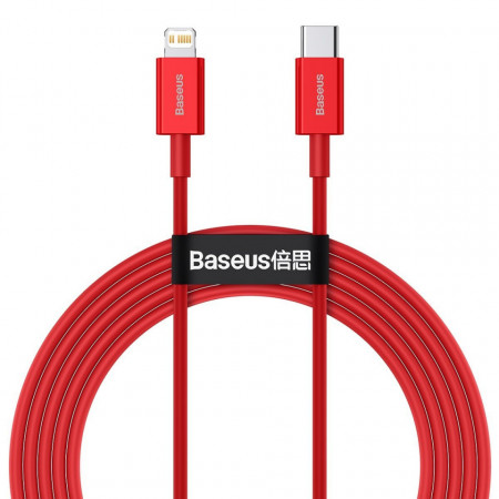 Cablu de date, Baseus Superior Series, USB-C la Lightning, Quick Charge, 2 m, Rosu