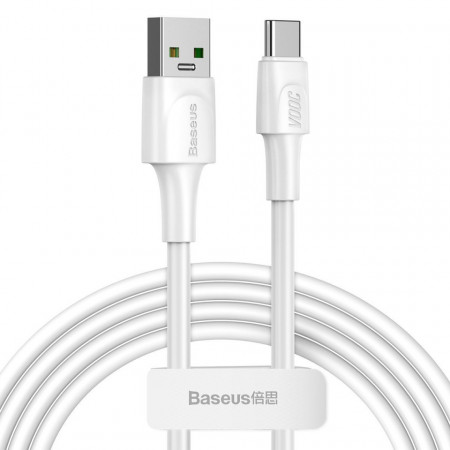 Cablu USB-C Baseus White Series, VOOC, QC, 5A, 2m (alb)