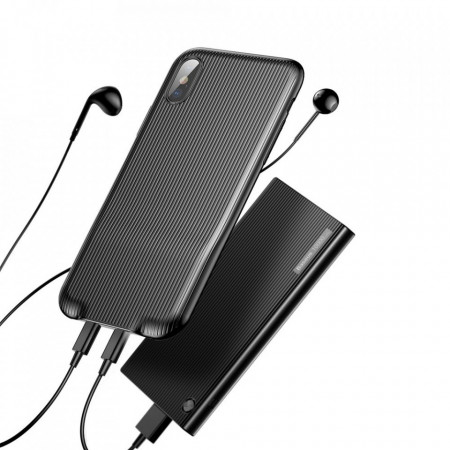 Carcasa iPhone X Baseus Audio Black (cu splitter Lightning)