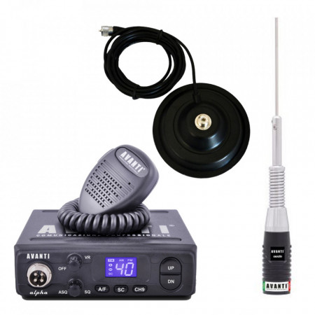 Promotie statie radio CB Avanti Alpha + antena CB Avanti Cento + baza magnetica 145 PL