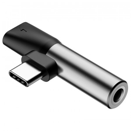 Adaptor Audio Baseus L41 USB-C to Mini Jack 3.5mm + USB-C (silver)