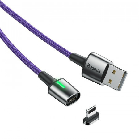 Cablu magnetic Lightning Baseus Zinc 1.5A 2m cu LED (violet)