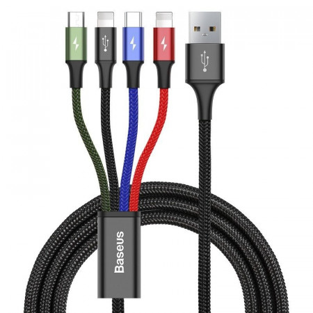 Cablu USB Baseus Fast 4in1 USB-C / 2x Lightning / Micro 3,5A 1,2m (negru)