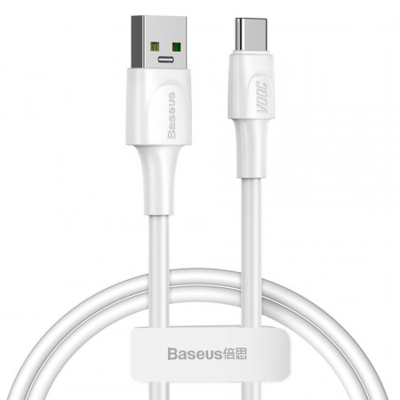 Cablu USB-C Baseus White Series, VOOC, QC, 5A, 1m (alb)
