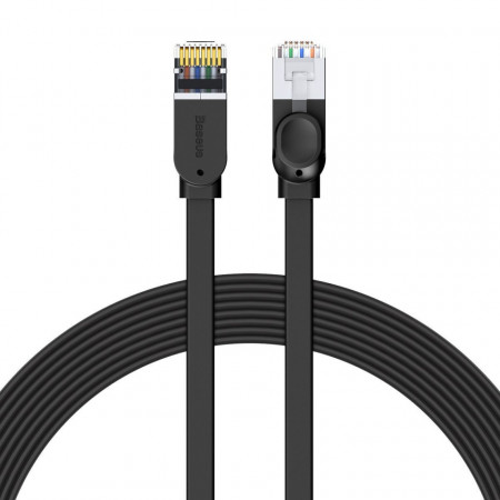 Cablu Ethernet plat Baseus High Speed, Ethernet RJ45, Gigabit, Cat.6, 8m (negru)