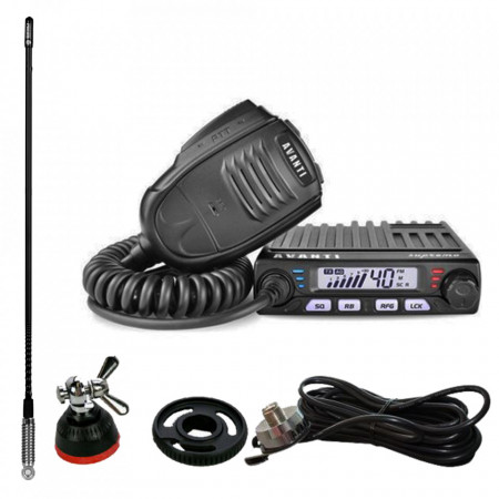 Promotie statie radio CB Avanti Supremo + antena Sirio T3/27 + adaptor Sirio Mag-DV + suport prindere fixa pe portbagaj