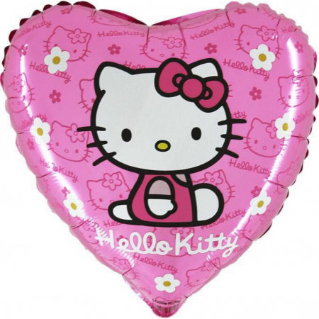 Balon din folie inima roz Hello Kitty 46 cm