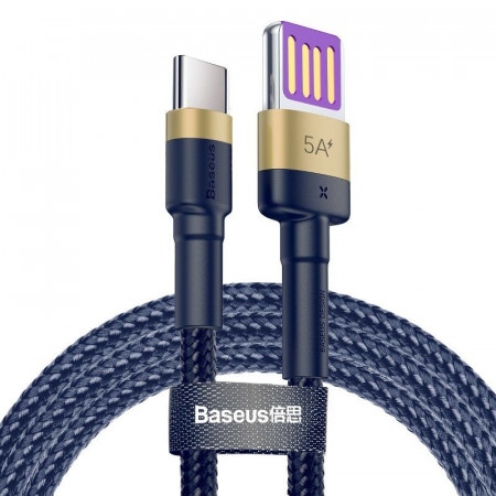 Cablu USB-C Baseus Cafule Huawei SuperCharge, QC 3.0, 5A 1m (albastru-auriu)