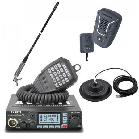 Promotie statie radio CB Avanti Primo + antena Sirio T3/27 + microfon wireless + baza