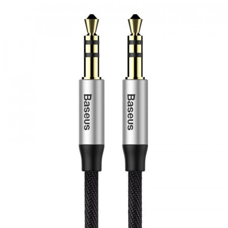 Cablu audio mini jack 3,5mm AUX Baseus Yiven 1m (negru-argintiu)