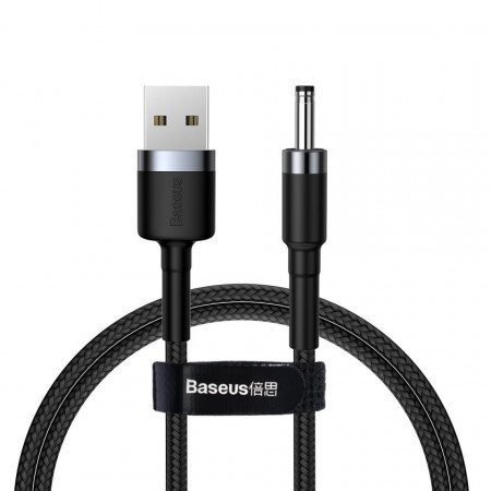 Cablu USB la DC 3,5mm Baseus Cafule, 2A, 1m (negru-gri)