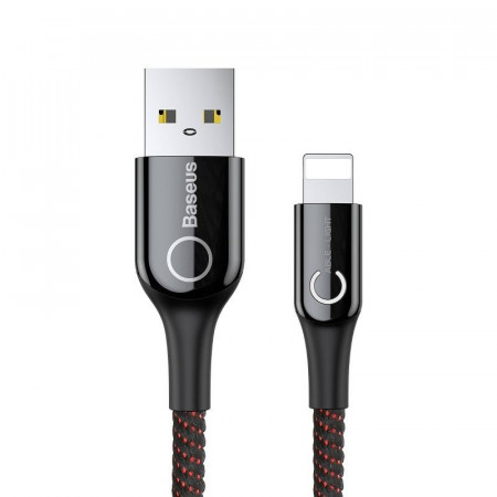Cablu USB Lightning cu LED Baseus C-shaped 2.4A 1m (negru)