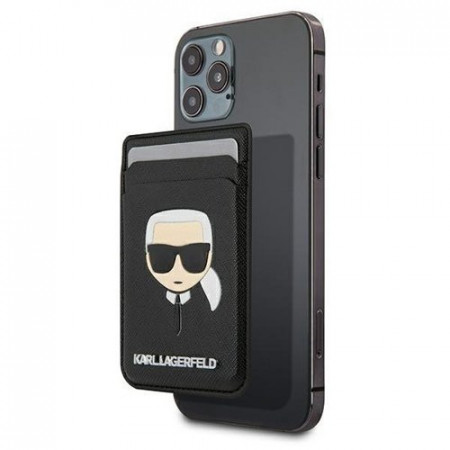 Portofel Karl Lagerfeld Saffiano Karl Head, MagSafe (negru)