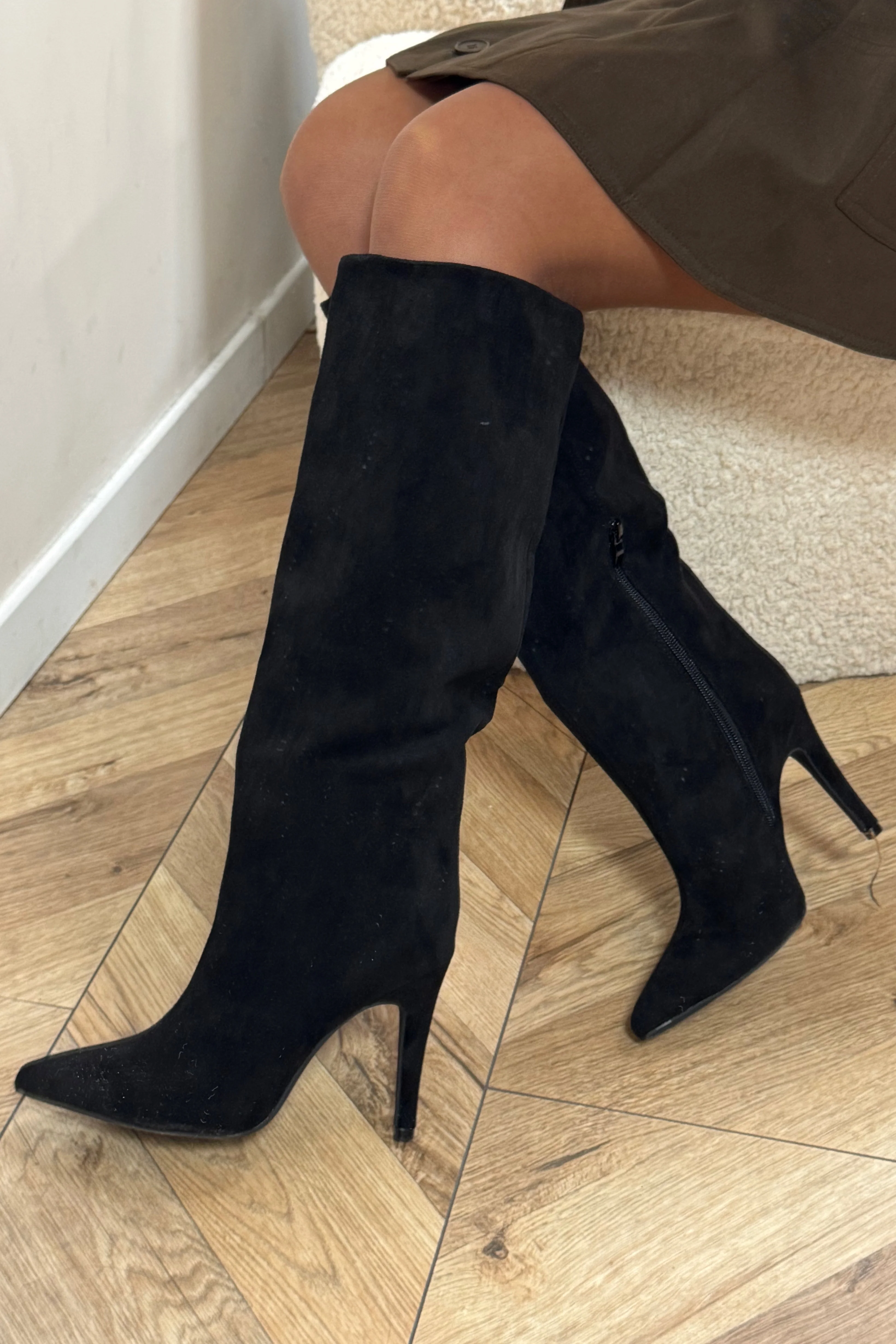 cizme elegante negru cu talon