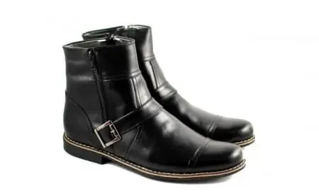 Ghete barbati piele naturala Negre casual-elegante cu fermoar