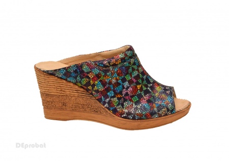 37 - Saboti dama piele naturala Multicolori cu varf decupat cod SB31 - Lichidare Stoc - Img 3