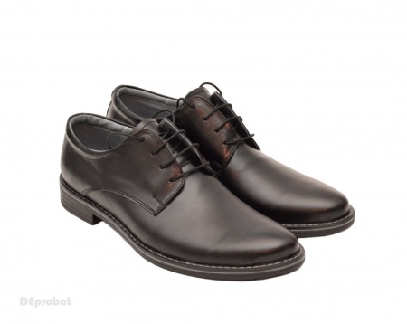 38 - Pantofi barbati piele naturala negri casual-eleganti cu siret cod P69N - Lichidare Stoc