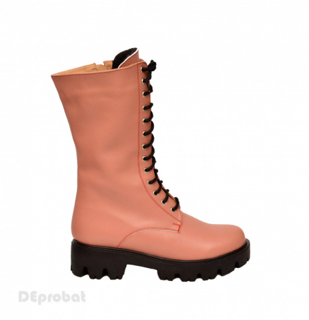 Bocanci roz pal dama piele naturala cod BOC23ROZ - Made in Romania - Img 3