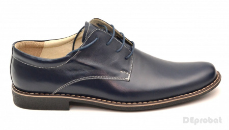 Pantofi barbati piele naturala bleumarin casual-eleganti cu siret cod P23 - Img 4