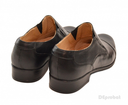 Pantofi barbati piele naturala negri casual-eleganti cu elastic cod P16EL - Img 2