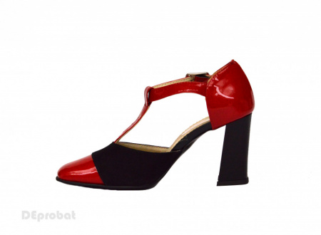 Pantofi dama cu toc aplicat din piele naturala cod P349 - Img 4