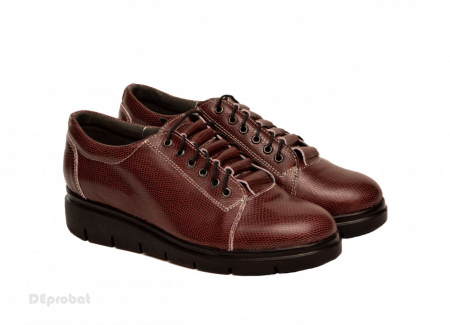 Pantofi dama grena cu siret din piele naturala cod P183GR