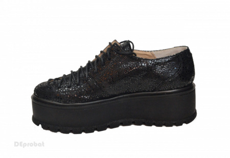 Pantofi dama negri cu talpa inalta 5,5 cm din piele naturala cod P176 - Img 4