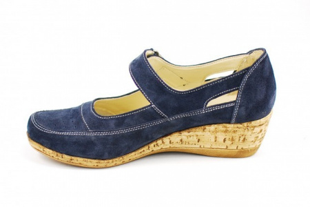 Pantofi dama piele naturala bleumarin velur cu platforma cod P87BLVEL - Made in Romania - Img 4