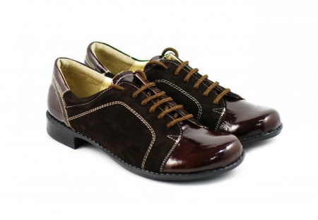 Pantofi dama piele naturala maro cu siret cod P94M