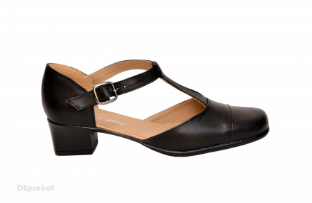 Pantofi dama piele naturala negri cu bareta