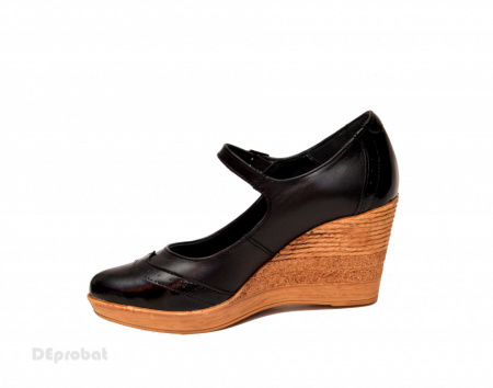 Pantofi dama piele naturala negri cu platforma