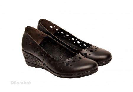 Pantofi dama piele naturala negri cu platforma cod P189