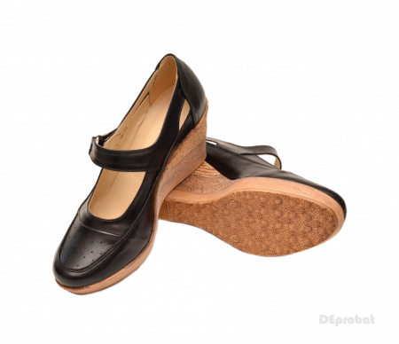 Pantofi dama piele naturala negri cu platforma