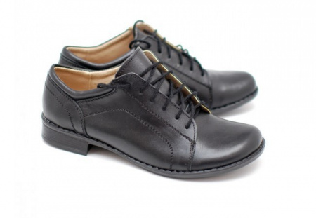Pantofi dama piele naturala negri cu siret cod P92N