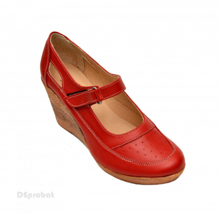 Pantofi dama piele naturala rosii cu platforma cod P74R - Made in Romania - Img 6