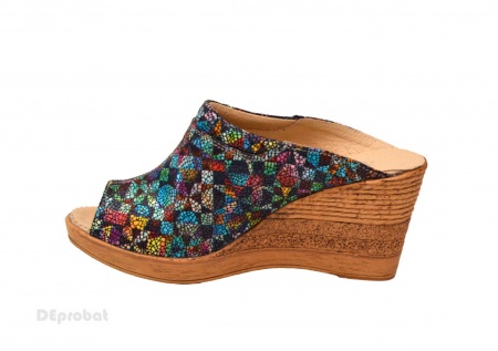 37 - Saboti dama piele naturala Multicolori cu varf decupat cod SB31 - Lichidare Stoc - Img 4