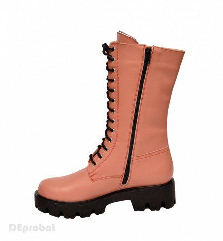 Bocanci roz pal dama piele naturala cod BOC23ROZ - Made in Romania - Img 4