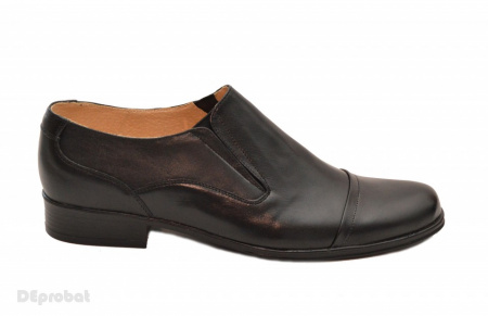 Pantofi barbati piele naturala negri casual-eleganti cu elastic cod P16EL - Img 3