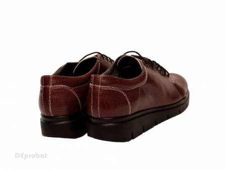 Pantofi dama grena cu siret din piele naturala cod P183GR - Img 2