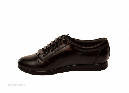 Pantofi dama negri cu siret elastic din piele naturala cod P184N - Img 4