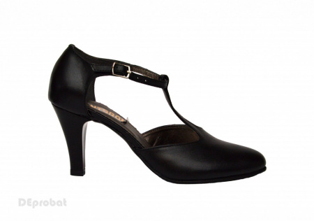 Pantofi dama negri cu toc aplicat din piele naturala cod P345 - Img 4