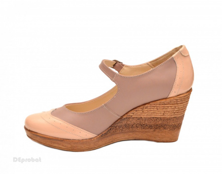 Pantofi dama piele naturala bej cu platforma cod P113 - Img 4