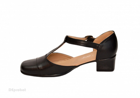 Pantofi dama piele naturala negri cu bareta