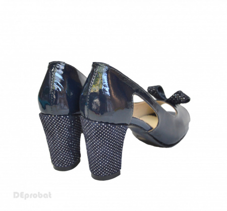 Sandale bleumarin dama din piele naturala toc aplicat 7 cm cod S317 - Img 2