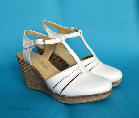 Sandale dama albe cu platforma din piele naturala cod S55ALB