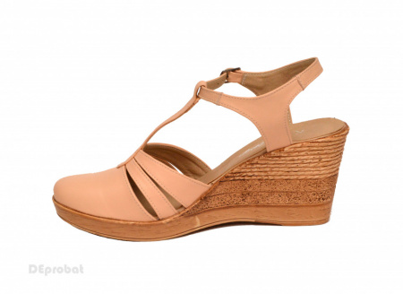 Sandale dama bej cu platforma din piele naturala cod S55BEJ - Img 4