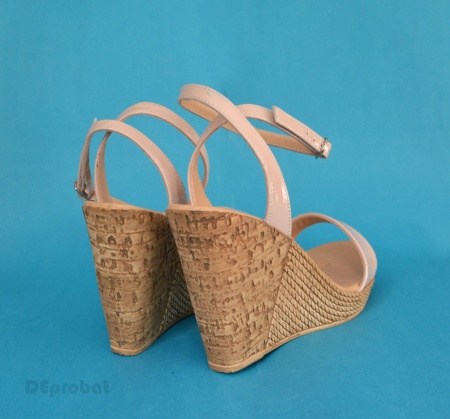Sandale dama bej lacuit cu platforma de 10,5 cm din piele naturala cod S53BEJ - Img 3